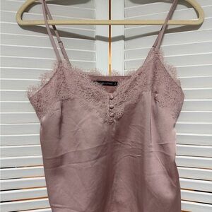 Abercrombie & Fitch Pink Lace Satin Top